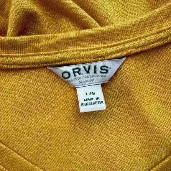 Orvis V-Neck Tunic Top Mustard Yellow (Ochre) Woman Size LG - Picture 7 of 10